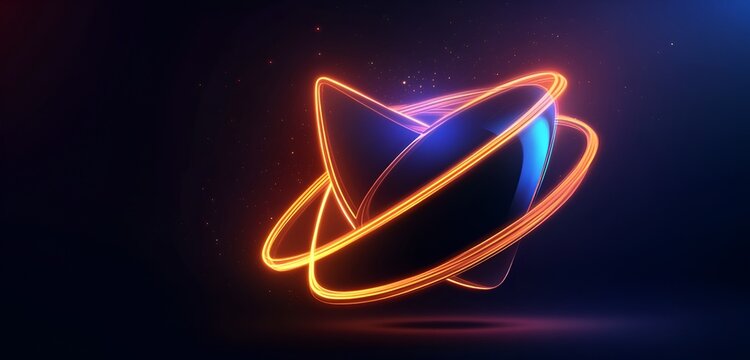 A sleek logo animation with a glowing outline and a 3D spin effect