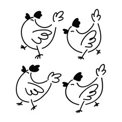 simple chicken vector with doodle line style