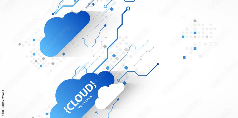 Poster cloud storage technology. integrated digital web concept background.