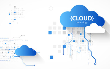 Fototapeta premium Cloud storage technology. Integrated digital web concept background.