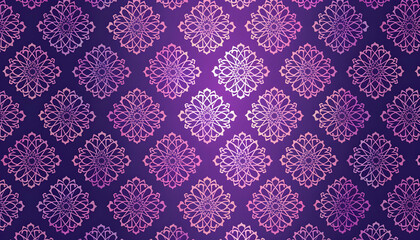 Intricate geometric pattern in vibrant purple and pink hues, ideal for backgrounds or textiles