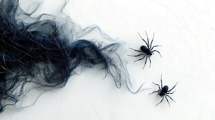 Fototapeta premium Halloween Spiders and Cobwebs on White Background