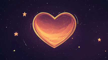 Minimalist Illustration of a Heart-Shaped Planet