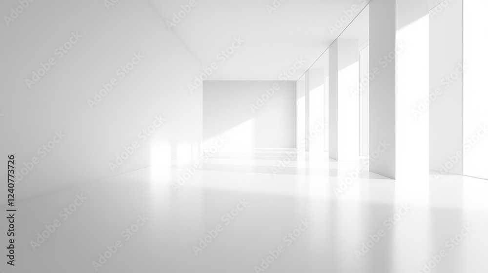 Poster a subtle white gradient on a wide-screen canvas, with a blurred background offering a minimalist spa
