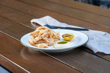 Golden fried calamari
