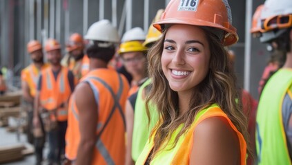 Confident Female Construction Worker on a Building Site