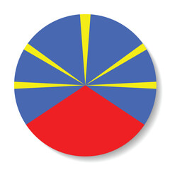 Fototapeta premium Reunion flag. Reunion circle flag. Flag icon. Standard color. Round flag. Computer illustration. Digital illustration. Vector illustration.