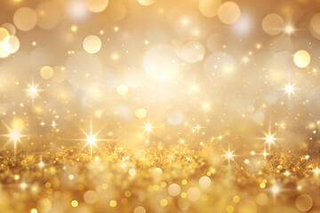 Sparkling Golden Bokeh Background. Festive and Abstract