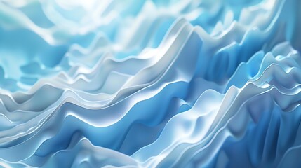 Obraz premium An abstract, 3D rendering of a smooth, flowing, blue and white surface with a soft, dreamy feel.