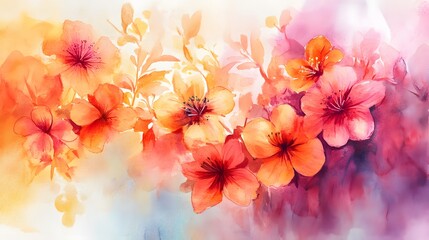 Naklejka premium Watercolor Painting of Vibrant Orange Flowers