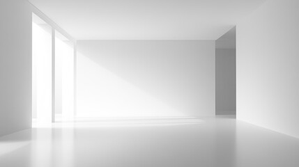 Fototapeta premium A wide-screen white gradient with a blurred backdrop, offering a sleek, minimal background with plenty of space for contemporary designs.