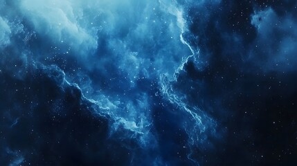 Fototapeta premium Celestial Nebula A Deep Blue Cosmic Landscape