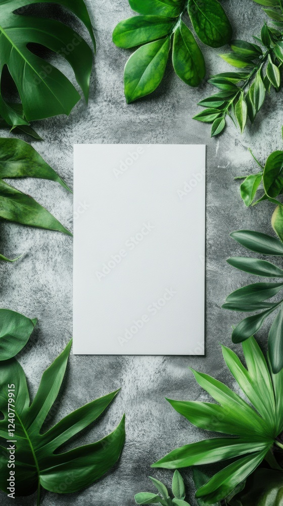 Aufkleber blank canvas surrounded by lush greenery for creative design and writing. generative ai
