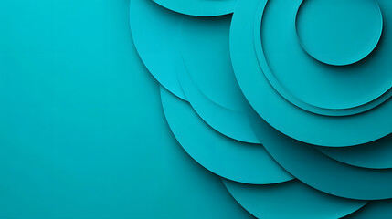A minimalist turquoise design with overlapping circles creating a simple yet striking visual element.
