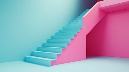 Pink blue stairs interior design