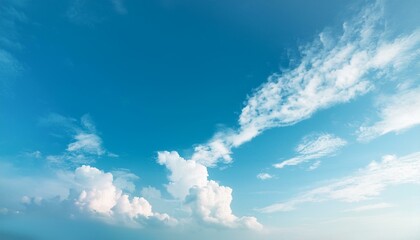 a stunning copy space image of pastel blue skies with isolated beautiful clouds