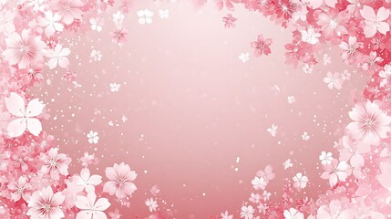 Pink cherry blossom frame, spring background