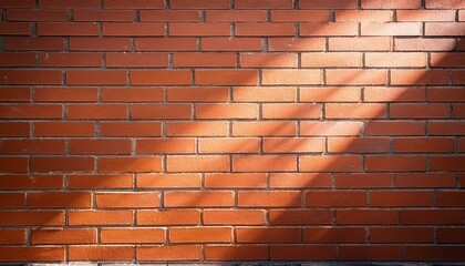 sunlight beam casting shadows on brick wall background with blank space for architecture building construction and material design