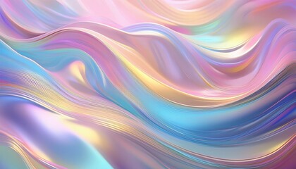 Obraz premium holographic iridescent background with pastel flowing waves