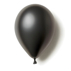Black matte latex balloon on a white background, no shadow under the balloon, no strings attached to it, isolated object, no other elements in the picture, a hyper-realistic photo, front view. 