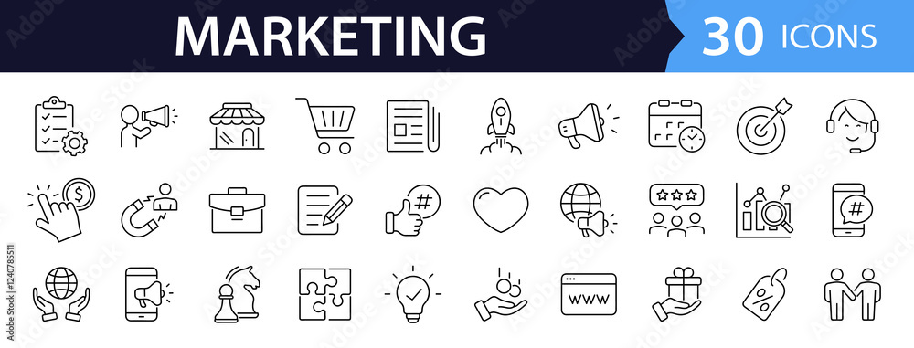 Leinwandbilder digital marketing set of web icons in line style. marketing icons for web and mobile app. sales, e-c