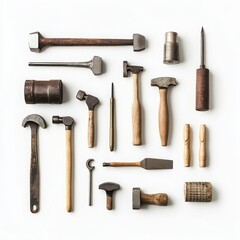 Fototapeta premium A collection of various hand tools organized on a clean background.