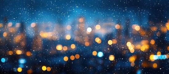 Fototapeta premium Snowy City Night Bokeh