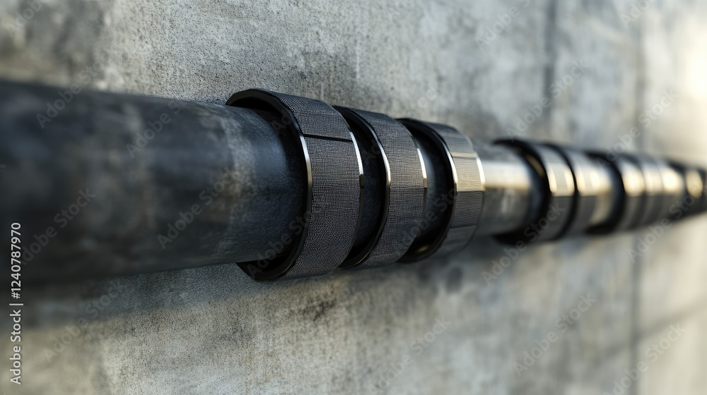 Poster side view of black-taped wire bundles running through a cable conduit, demonstrating the structure a