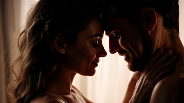 Passionate Couple Kissing Romantic Intimate Moment Sensual Embrace