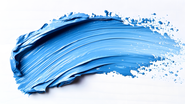 Thick blue paint stroke on transparent surface showing texture and artistic potential for creative projects