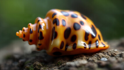 Intricate Details of a Tiger Cowrie Shell (Cypraea tigris) Captured in Stunning Macro Photography