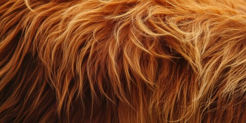 Naklejka premium A detailed shot of the thick, shaggy coat of a Highland cow