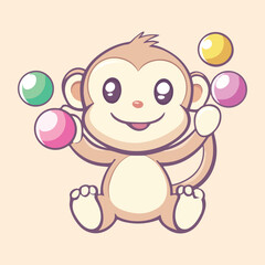 A monkey playing with a toy with a happy vector illustration 