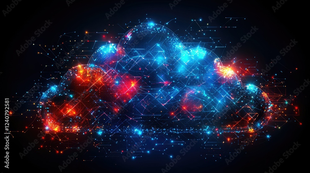 Poster abstract cloud computing network data visualization
