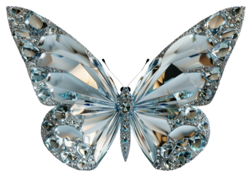 PNG Butterfly shape gemstone diamond crystal accessories.