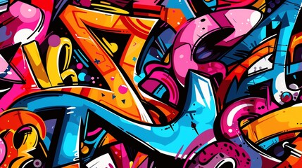 Obraz premium A colorful and abstract graffiti pattern.