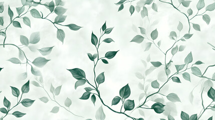 A mint green nature-inspired design with leaves and branches forming intricate patterns, evoking a sense of organic beauty and connection.
