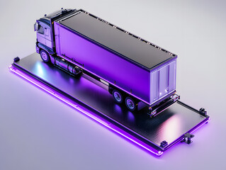 A truck or trailer carrying cargo undergoes a weighing procedure on truck scales. Neural network AI generated art