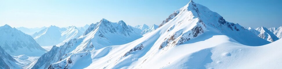 Fototapeta premium Mountain slope blanketed with fresh powder white and icy blue hue, white, slope, cold