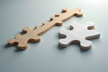 Fototapeta premium A puzzle piece in the shape of an arrow fitting into place.