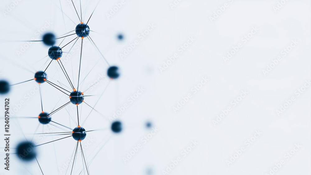 Poster connected: a captivating abstract image of interconnected spheres and lines, representing a network,