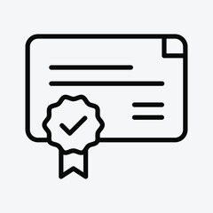 Certificate or Diploma Icon for Education. Educational Certificate Icon for Achievement. Graduation Certificate Symbol for Education.