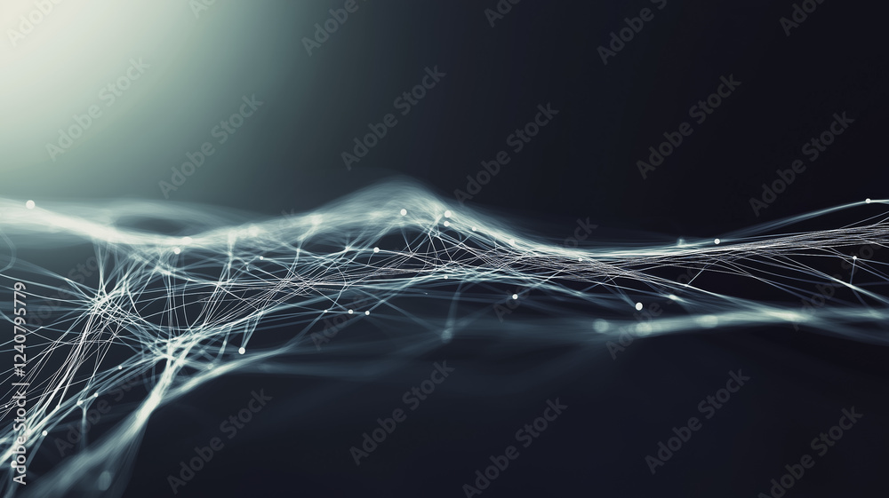 Poster digital network flow: an abstract representation of a digital network, illuminated by a soft glow, s