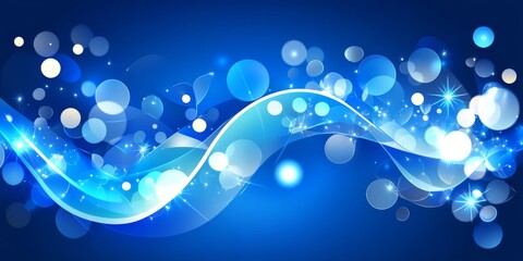 Blue Network, Abstract Digital Vector Wave Illustration With Bokeh Effect And Vibrant Colors
