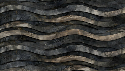 Abstract wavy texture of dark and light stone layers creating a modern design backdrop
