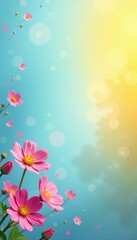 Pastel blue and yellow ombre background with scattered flowers, ombre, flower, background