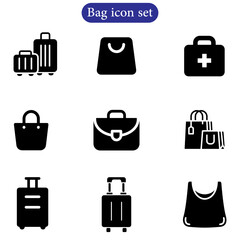 Briefcase vector art bag icon set. Dollar Icons Bag Pack Vector art use for web and app design.
