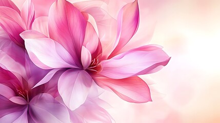 Fototapeta premium Pink magnolia blossoms, soft light, spring