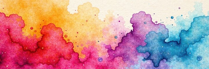 Obraz premium Vibrant watercolor wash, colorful gradients, textured paper , seamless, backdrop, brushstrokes