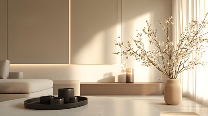 A serene landscape featuring a tranquil lake reflecting the vibrant colors of a sunset sky